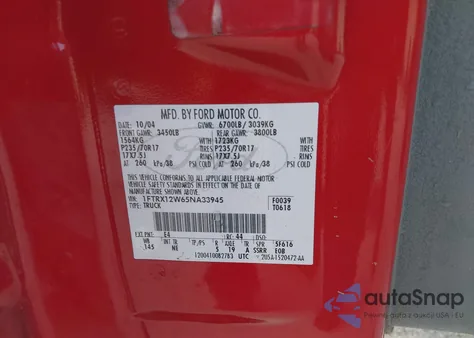 2005 Ford F150 Stx/Xl/Xlt from USA, damaged, VIN 1FTRX12W65NA339